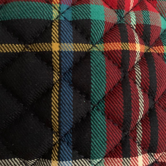 NWT Vera Bradley Tote: Blue/Red Quilted Plaid Fabric, Black Velvet Dog 15x11x6in - Picture 6 of 14